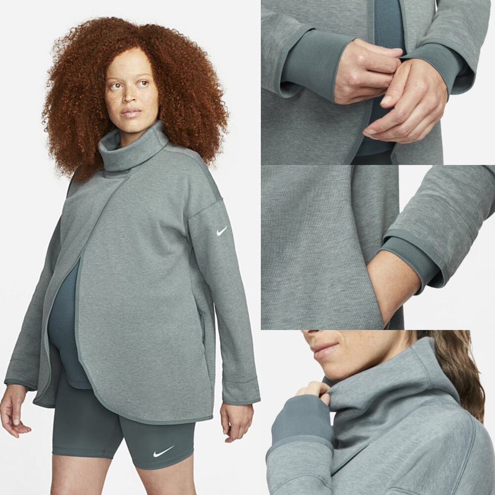 Nike Women's Green Maternity Nursing Funnel Neck Pullover Sweatshirt NEW L